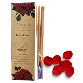 SAMPATI Herbal Rose Incense Sticks – 100% Natural & Handmade Agarbatti (20 Sticks) | Long-Lasting Floral Fragrance for Pooja, Meditation & Relaxation | Charcoal-Free & Eco-Friendly Incense