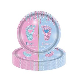 16Pcs Pink and Blue Baby Shower Gender Reveal Paper Plates 9" for Baby Girl Boy,Gender Reveal Party Tableware Plates,Baby Reveal Dessert Plates for Girls,Boys Gender Reveal Party Table Decorations