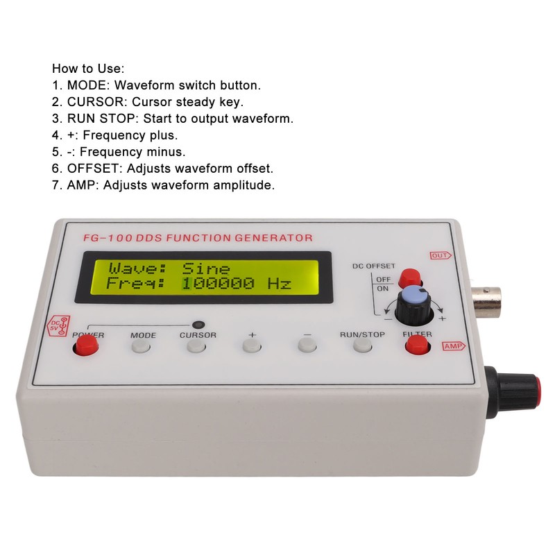 Signal Generator DDS 1Hz‑500kHz Sine 1Hz‑20kHz Square Sawtooth Triangle Wave
