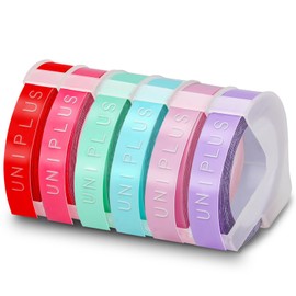 6 x UniPlus 3D Label Tape Replacement for Dymo Embossing Tape for Omega Home Junior Organiser Xpress Pro Office-Mate II Motex E-101 E-303 Embossing Device, Pink/Red/Light Purple/Light Blue/Light