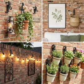 Anserdrm 10Pack Metal Brick Hangers,Hanging No Drill Outdoor Decorations Hangers Adjustable Heavy Duty Wall Clamp Clips