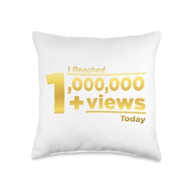 Video Blogger Conten Creator One Million Views I Got 1,000,000 Views This Year-Funny Vlogger Influencer Throw Pillow, 16x16, Multicolor