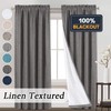 100% Blackout Curtains Primitive Linen Textured Curtain Drapes for Bedroom