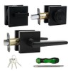 ZEVAWAY Front Door Handle and deadbolt Set,Passage Door Lever with
