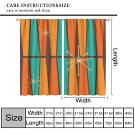 Mid Century Modern Curtains Orange Yellow Geometry Retro Colorful Curtains Rod Pocket Blackout Window Treatment for Living Room Bedroom Kitchen Decor Window Drapes 42"" W X 45"" L, Style-8