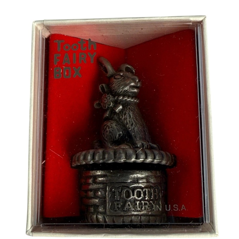 Torino Pewter Tooth Fairy Keepsake Box Rabbit 2" Tall Trinket