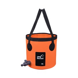 iGreely Folding Bucket, 12L Handy Folding Bucket, Easy to Clean with Tap - Perfect for Plumbing, Cleaning, Camping, Hiking, Fishing (Orange, 12L)