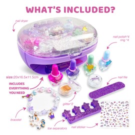 GIRLINK Kids Nail Polish Set for Girls with Dryer, Non-Toxic Peel able Children Polish Nail Set 15 Kit, Safe Dress Make-Up Toy Birthday Gift for Girl Ages 5-12 Party Christmas