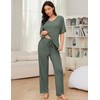 JiniGolla Ribbed Knit Pajamas Womens Short Sleeve Pjs 2 Piece