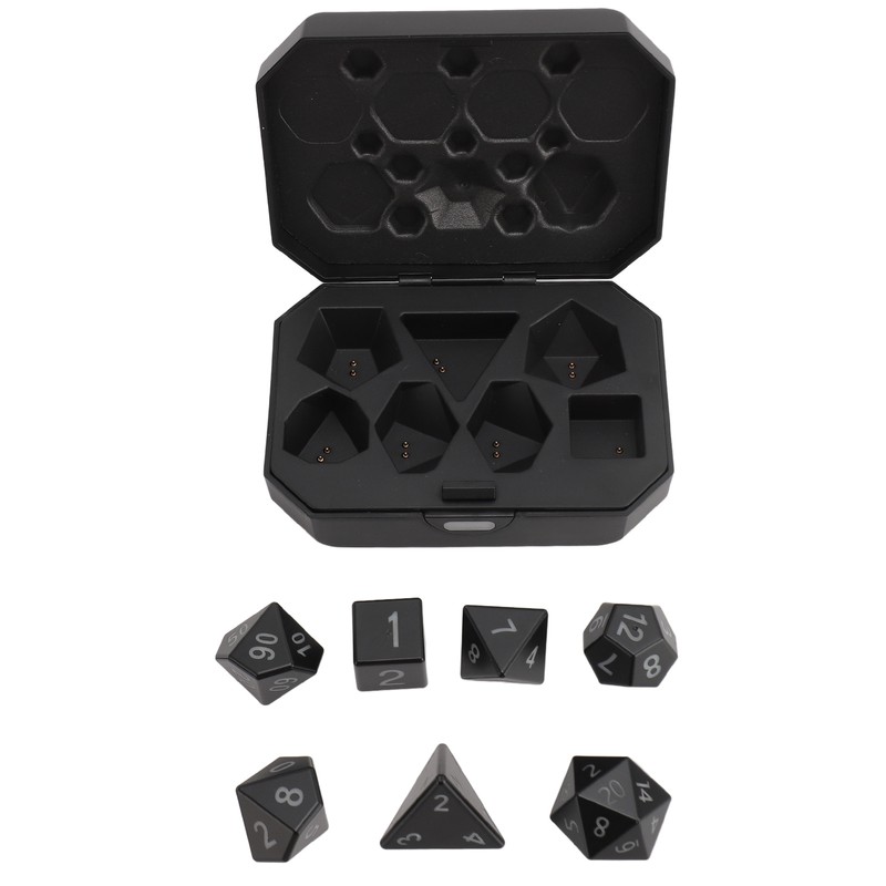 7PCS Light Up Dice ABS Rechargeable LED Electronic Polyhedral Dice