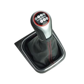 Gear Knob Gear Stick Cuff Frame Compatible with VW Golf 5 V Golf 6 VI Jetta Scirocco Complete Set 1K0711113 5K0711113 1K8711113 6 Gears Silver Red Stitching