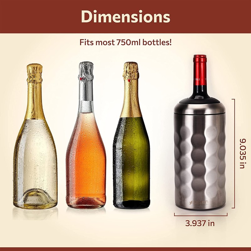 Premium Wine Chiller - 750ml Stainless Steel Bottle Cooler, Double-Walled