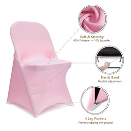 ManMengJi Folding Chair Covers, Spandex Folding Chair Cover 12 PCS Light Pink, Party Chair Covers Universal Chair Slipcovers for Banquet Wedding Event