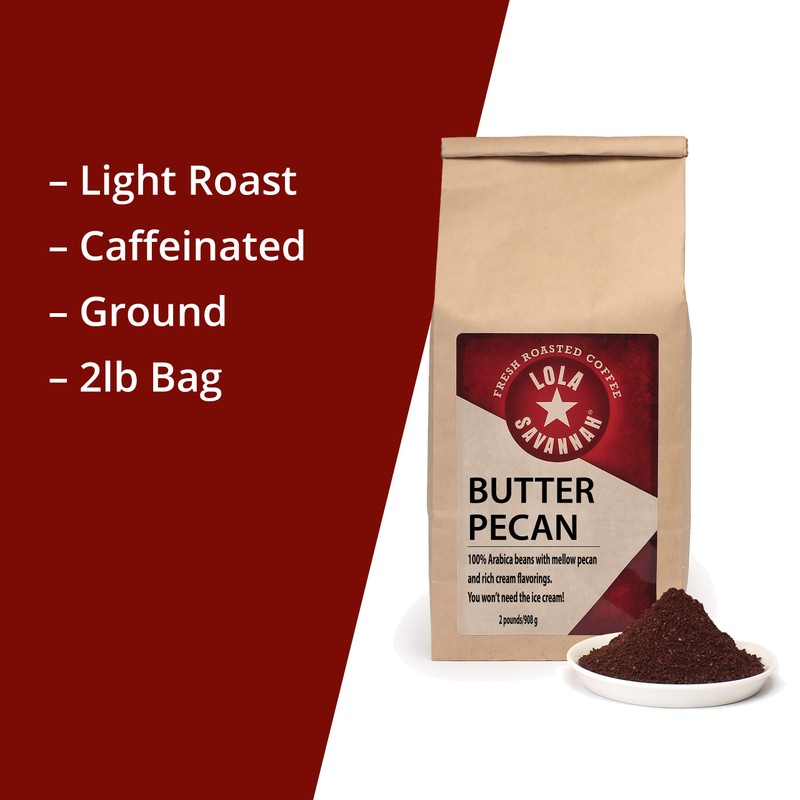 Lola Savannah Butter Pecan Ground Caffeinated Coffee, 2lb
