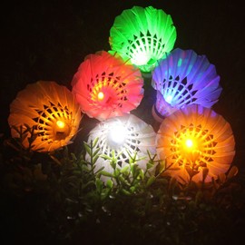 Leadge LED Shuttlecock Badminton Birdies, Shuttlecock Dark Night Goose Feather Glow Birdies Lighting for Outdoor Indoor Sport Activities Toys Gift Game(6 Packs) (Multi Color)