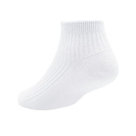 5 Pairs Kids School socks for Boys Girls Youth Student Trainer Sport Low Cut Socks Children Essential Seamless Toe Cotton Ankle Dress Socks White Plain Short Socks 5-8 Years