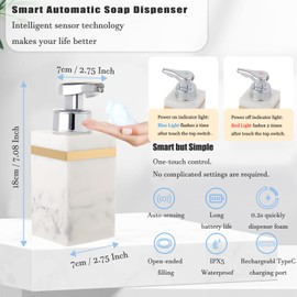 Automatic Soap Dispenser, Touchless Smart Foam Soap Dispenser, USB Rechargeable, 7.6oz / 225ml, Dish Soap Dispenser for Bathroom, Kitchen, Hotel - Black & Gold