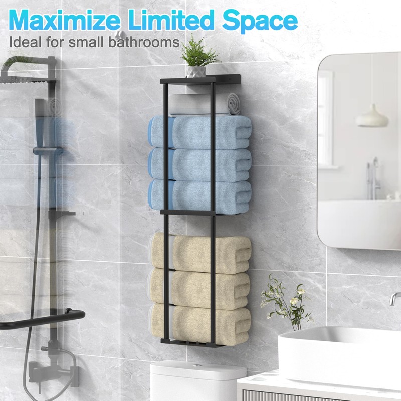 Liuoud Towel Rack for Bathroom, Wall Mounted Vertical Rolled Towel