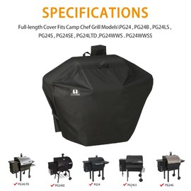 SUPJOYES Grill Cover for Camp Chef DLX 24, SmokePro 24, Woodwind Pellet Grills, Heavy Duty Waterproof Outdoor Pellet BBQ Accessories