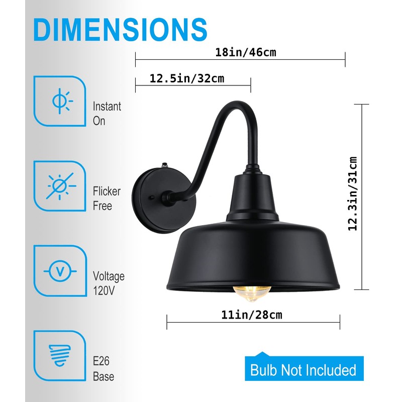 JOESA Dusk to Dawn Outdoor Farmhouse Barn Light, Waterproof, Rust