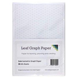 A4 Isometric Graph Paper 10mm 1cm Triangles - 30 Loose-Leaf Sheets - Grey Grid Lines