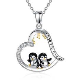 JERWLI Penguin Necklace 925 Sterling Silver Penguin Gifts Cute Animal Pendant for Women Lover