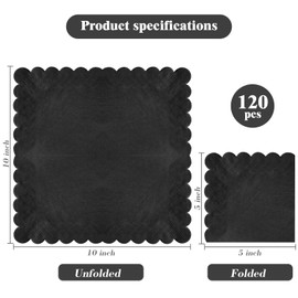 120 Pcs Black Scalloped Cocktail Napkins,2-Ply Black Disposable Beverage Party Napkins for Dinner Wedding Birthday Baby Shower
