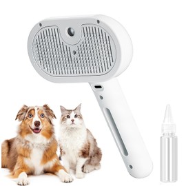 ​Cat Steam Brush for Shedding, 3 In 1 Steam Cat Brush Self Cleaning, Dog Brush for Long and Short Hair Dogs and Cats, Pet Grooming Comb Remove Tangled Loose Hair, Type-C Fast Charging (White)