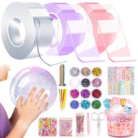53 Pieces Nano Tape Bubbles Set, Bubble Tape DIY, Blowing Bubble Tape, Bubble Tape Nano, Transparent Multi-Purpose Poster Tape, Nano Tape Bubble Craft Kit for Adults Children