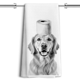 LUKIPOM Golden Retriever Gifts Hand Towels, Golden Retriever Gifts for Women Men,Dog Bathroom Decor, Funny Bathroom Hand Towels, 16x24 Inches