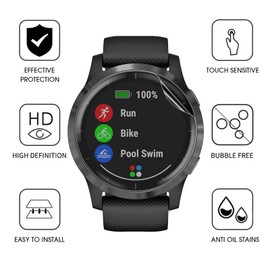 KZIOACSH Displayschutzfolie für Garmin Vivoactive 4, [3 Pack], flexibel, weich, dünn, HD, klar, Anti-Kratz-Filmrand, elastisch, bruchsicher, Anti-Fingerabdruck, Displayschutzfolie für Garmin