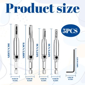 Self Centering Drill Bit Set, 4pcs Hinge Drill Bit Self Centring, Centre Drill Bits, Self Centering Drill Bit for Window Cabinet Door Woodworking (5/64", 7/64", 9/64", 11/64")