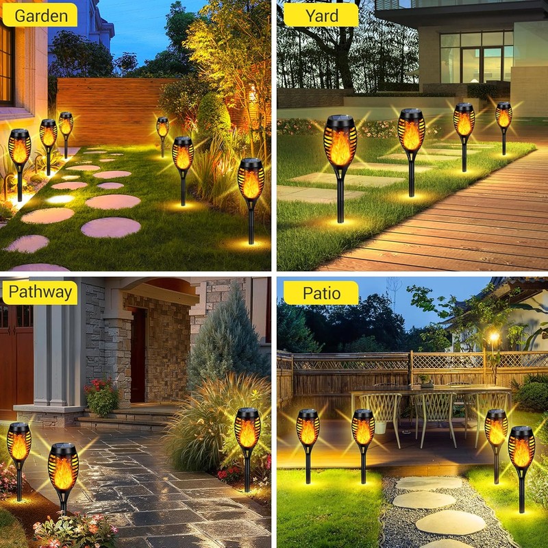 Solar Torch Lights Outdoor Flickering Flame for Halloween Decorations