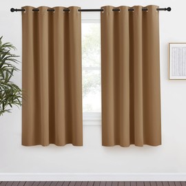 NICETOWN Gold Brown Curtain 68 inch Long, 1 Panel, W55 x L68, Grommet Blackout Thermal Insulated Room Darkening Sound Reducing Window Drapes for Living Room/Bedroom