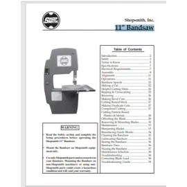 Manual Shopsmith 11” Bandsaw manual 44 pages gloss protective cover bound reprint