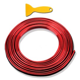 Car Gap Trim Strip, Molded Car Trim Strip, Interior Slim Molding for Decoration, Interior Dress-Up Items, DIY, Flexi Strip Trim Accessories, Interior Accessories (Plated Red) Length 2.0 ft (5 m),