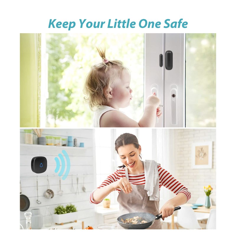 Door Chime, METAK Wireless Door Open Contact Sensor Alarm with