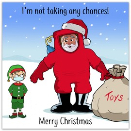 Twizler COVID Christmas Card with Santa - Funny Christmas Card - Xmas Card - Merry Christmas Card - Womens Christmas Card for Her Female - Mens Christmas Card for Him Male