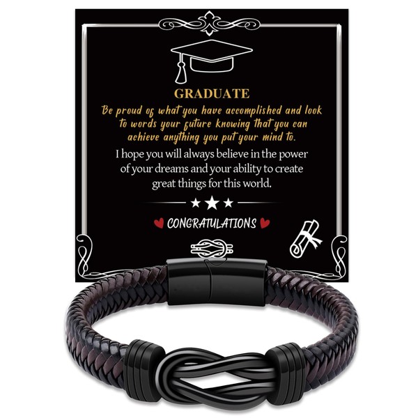 GBTBYS Graduation Gifts, Graduation Bracelets Gifts for Boys, Inspirational Leather