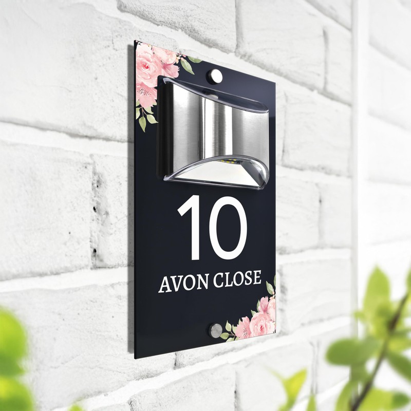 Custom Signs Solar Illuminated Modern Anthracite House Number Sign 24cm