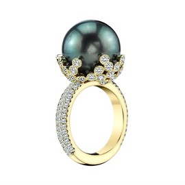 QUSIIOSLK 18K Gold Plated Black Pearl Ring Inlaid White AAA Cubic Zircona Solitaire Ring Handpicked Freshwater Cultured Pearl Ring Anniversary Jewelry Gift for Women White-8