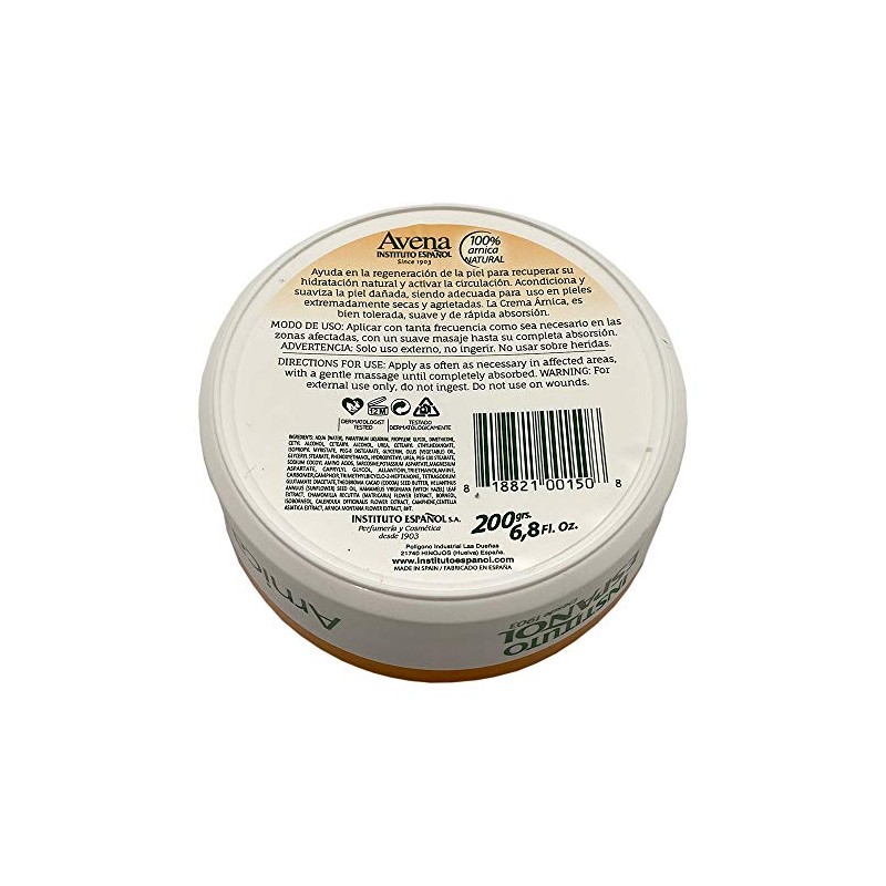 Avena Arnica Cream. Moisturizes, Soothes, Softens and Protects Severely Dry