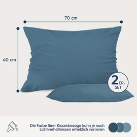 Cushion Cover, 40 x 70 cm, Blue, Set of 2 Microfibre Oeko-Tex Certified Dreamzie - Pillowcase 40 x 70 cm, Soft