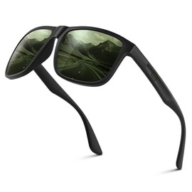 Wrimen Sunglasses Men Women Polarised UV400 Blend Protection Fashion Retro Unisex Ultralight Sunglasses Classic Rectangular Outdoor Sports Glasses for Driving Travel Fishing, D-dark green