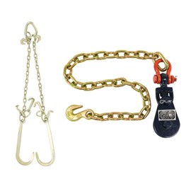 Mytee Products (1) 2 Ton 3" Snatch Block with Shackle Chain Anchor (4) 5/16" G70 V-Chain Bridle w/ 15" Large J Hooks