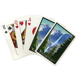 Lantern Press Yosemite National Park, California, Yosemite Falls, Lithography (52 Playing Cards, Poker Size Card Deck with Jokers)