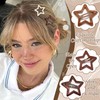 NAISKA 24Pcs Brown Star Snap Hair Barrettes No Slip Hair