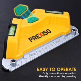 PREXISO Square Laser-65Ft Green Beam Floor Tile Laser Level, Tile Laser Line Projection, Angle 90 degree Aluminum Base Magnetic Level Square Built-In 2 Bubble Vials-With 3 Mounting Pins 3AA Batteries