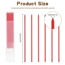 24Pcs 2.8mm Carpenter Pencil Refill Long Lasting HB Refill for Construction Pencils Replacements Carpenter Marker Graphite Woodworking Mechanical Pencil Leads(Red)