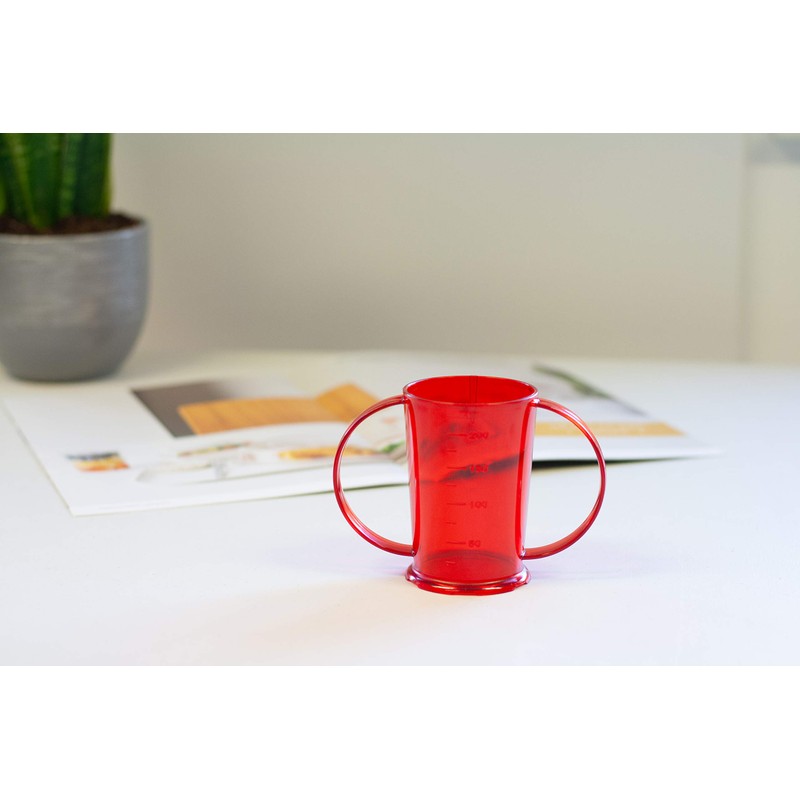 Harfield Translucent Red 2-Handled Beaker & Narrow Spout Drinking Aid